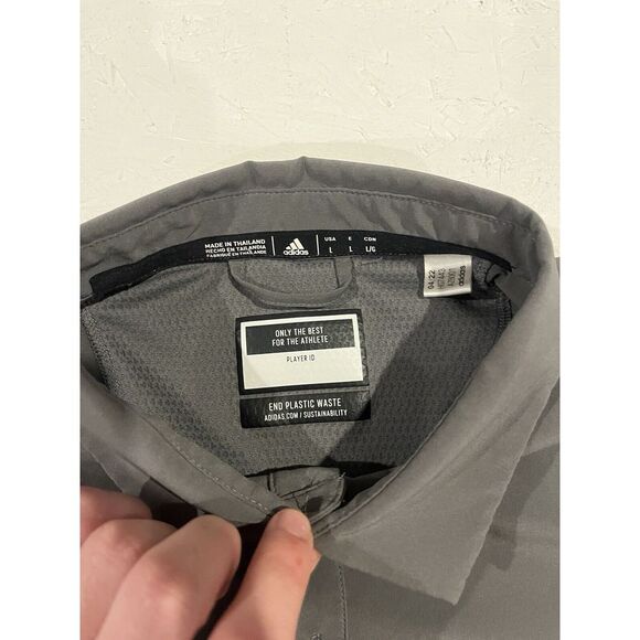 Adidas Golf Polo Gray Short Sleeve Athletic Golf Shirt Mens Sz Large Performance - Picture 6 of 11
